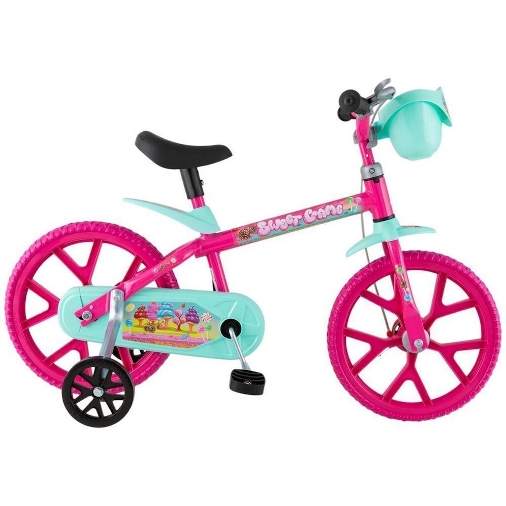 Bicicleta Infantil Aro 14 Bandeirante Batman Preta com Rodinhas