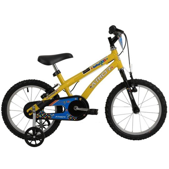 Bicicleta Infantil Aro 16 Athor Baby Boy Masculina C/rodinha - Amarelo Menor preço em Bicicleta Infantil Aro 16 Athor Baby Boy Masculina C/rodinha - Amarelo