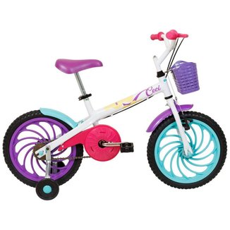 Bicicleta Infantil Aro 16" Caloi Ceci Branco e Rosa com Cestinha Freio V-Brake