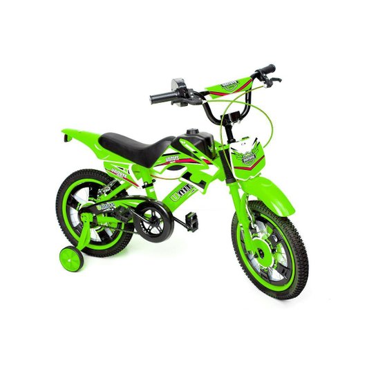 Bicicleta Infantil Aro 16 Moto Bike C/ Rodinha Menino - Verde Menor preço em Bicicleta Infantil Aro 16 Moto Bike C/ Rodinha Menino - Verde