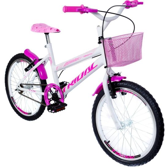 Bicicleta Infantil Aro 20 Feminina com Cestinha Tridal Bike