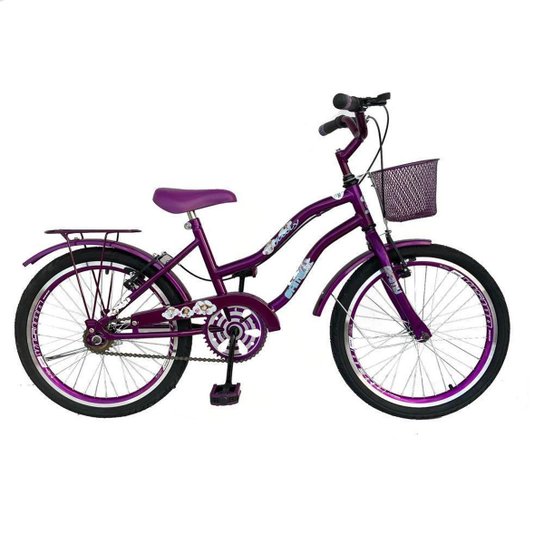 Bicicleta Infantil Aro 20 Menina Freio V Brake Aro Aero Lubrificada E Revisada Com Cestinha - Violeta Menor preço em Bicicleta Infantil Aro 20 Menina Freio V Brake Aro Aero Lubrificada E Revisada Com Cestinha - Violeta