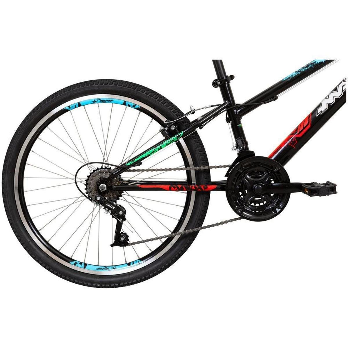 Bicicleta Infantil Aro 24 Caloi Max Preta Freio V-Brake 21 Marchas
