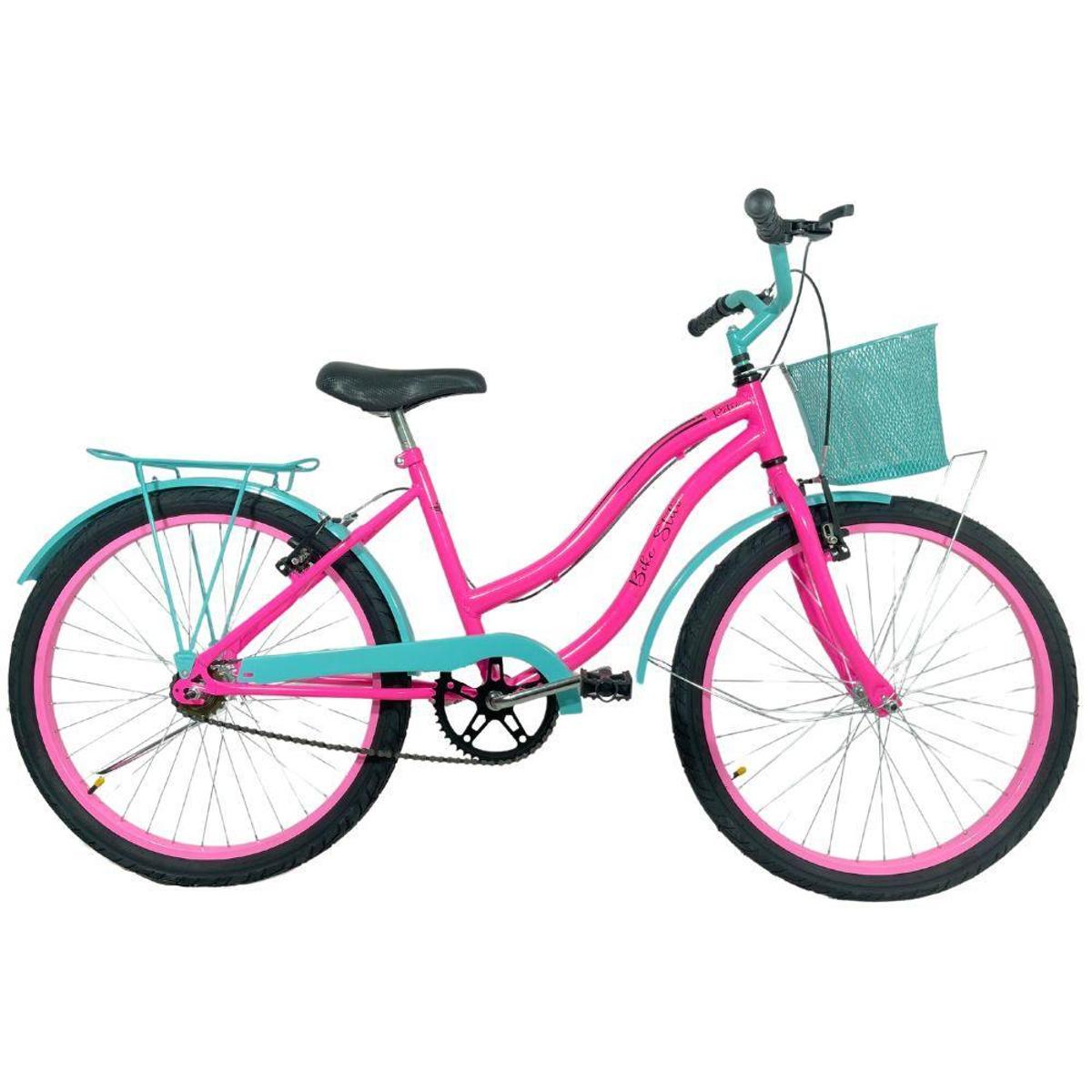 Bicicleta Calil Feminina Aro 24 Rígida 1 Marcha - Preto/rosa