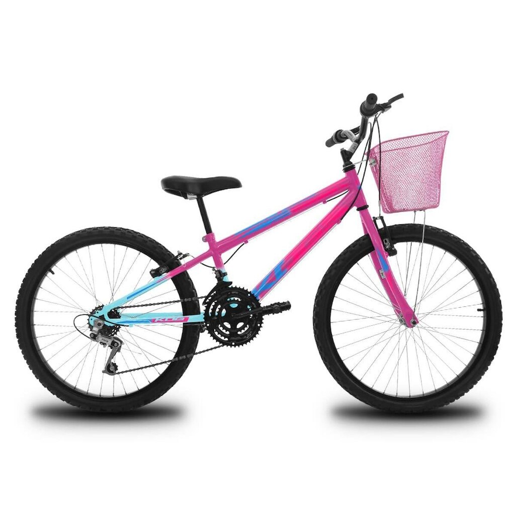 Bicicleta Infantil Aro 24 KOG Feminina 18 Marcha e Cestinha