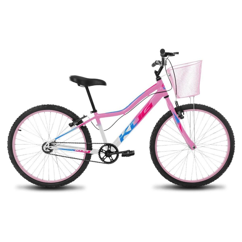 Bicicleta Infantil Feminina Aro 24 KOG Alumínio Com Cestinha
