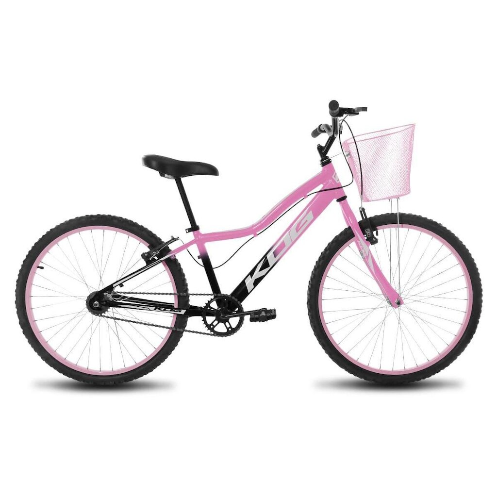 Bicicleta Infantil Feminina Aro 24 KOG Alumínio Com Cestinha