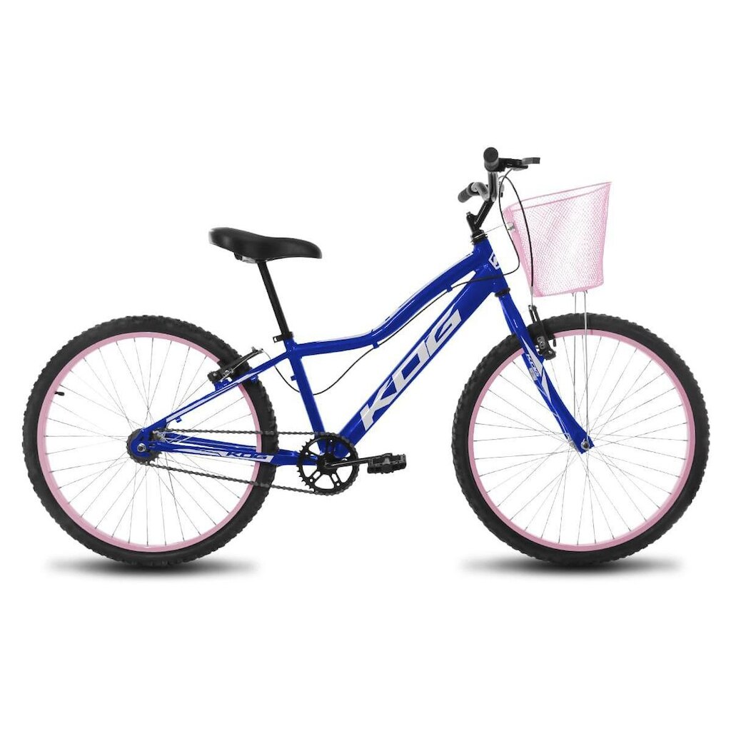 Bicicleta Infantil Feminina Aro 24 KOG Alumínio Com Cestinha