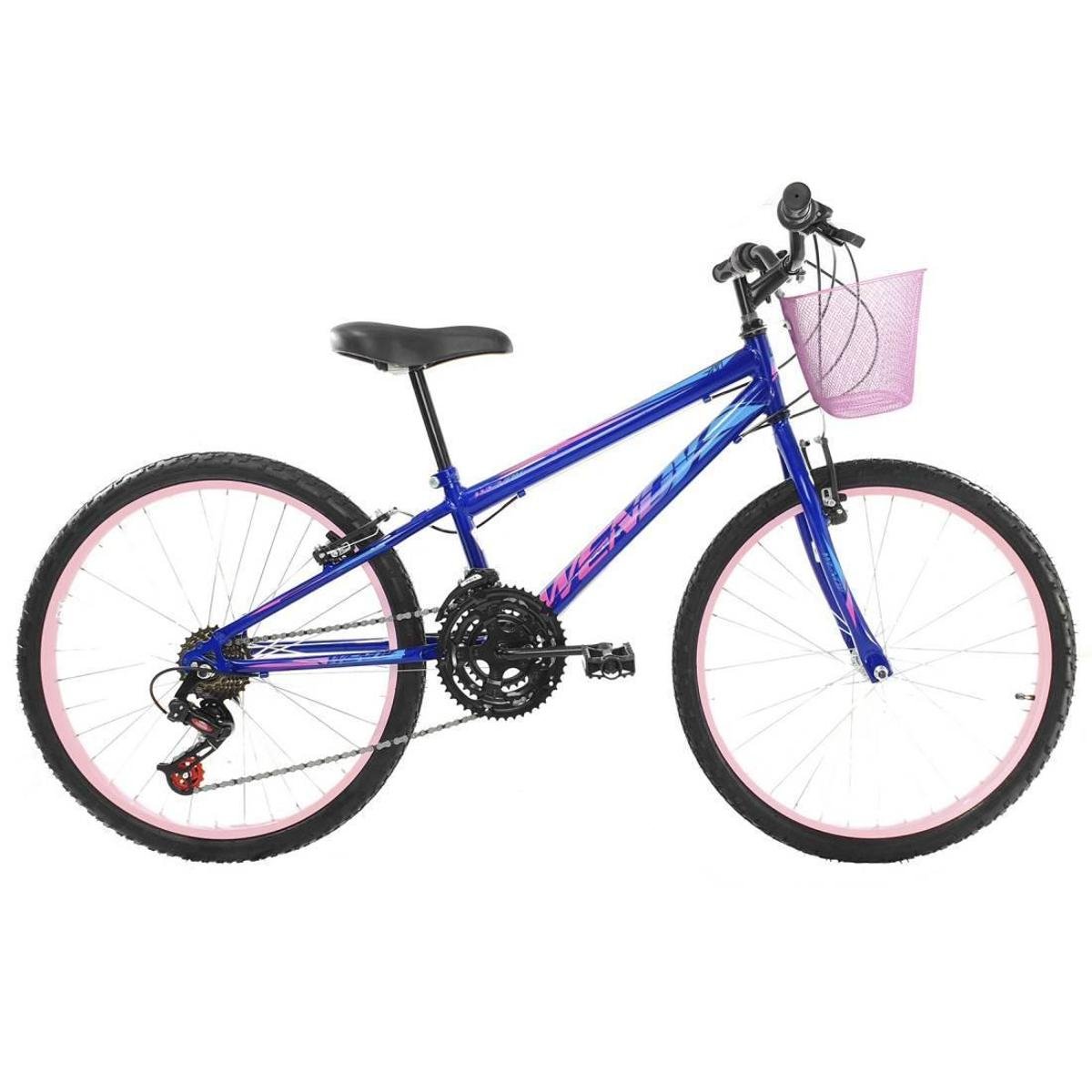 Bicicleta Infantil Feminina Aro 24 Wendy 18V Com Cestinha Menor preço em Bicicleta Infantil Feminina Aro 24 Wendy 18V Com Cestinha