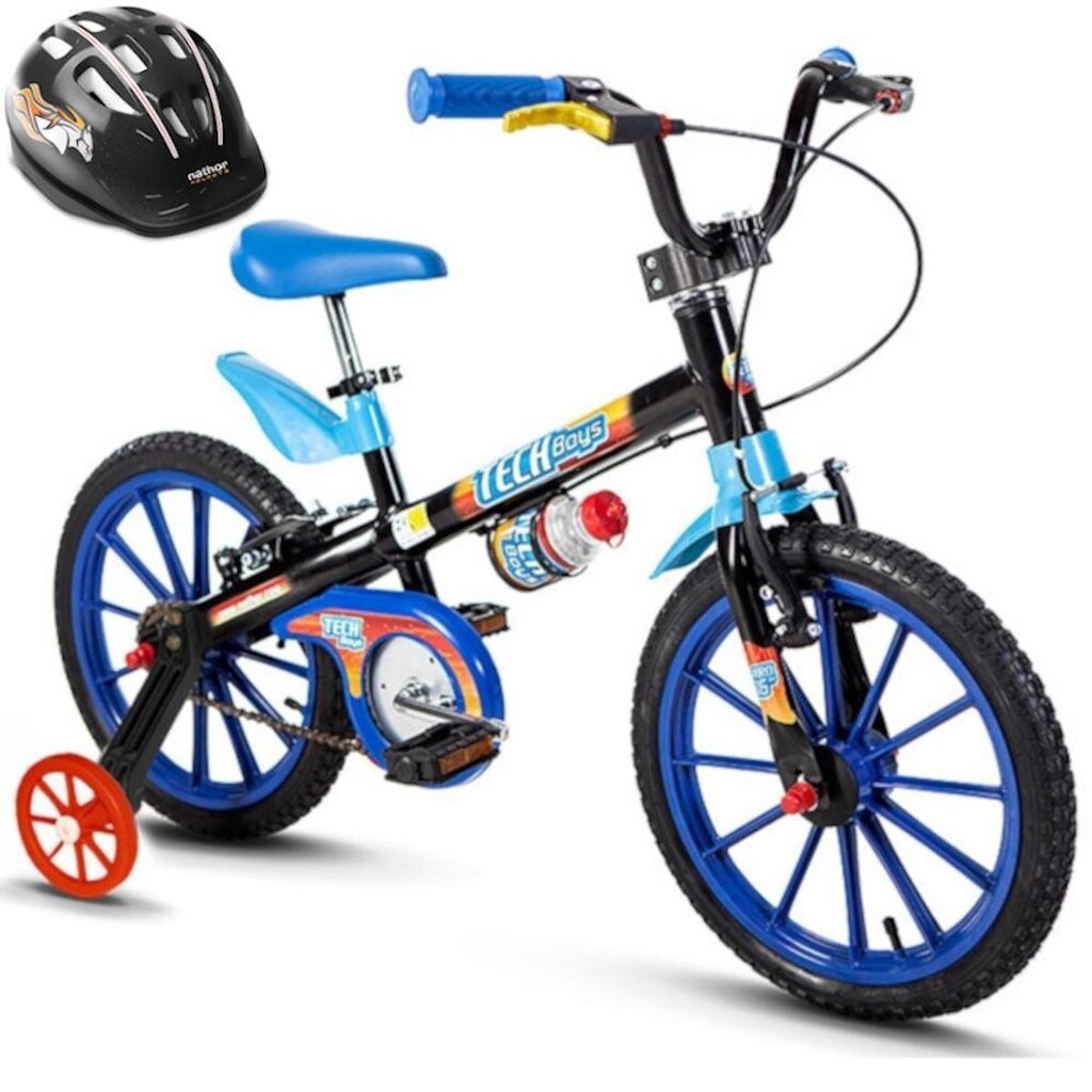 Bicicleta Infantil Masculina Tech Boys Aro 16 Nathor com Capacete