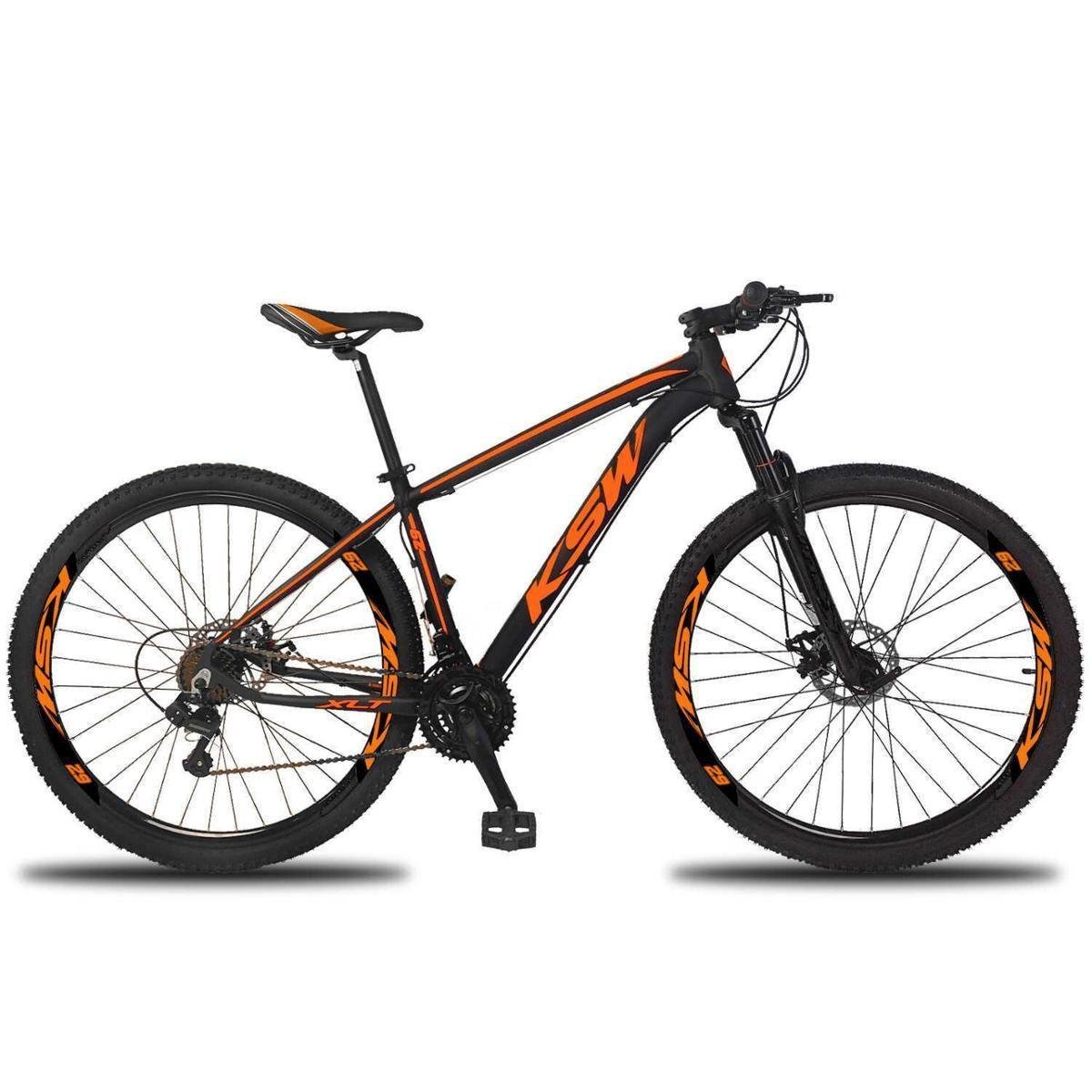 Bicicleta KSW 24V Aro 29 XLT Câmbios Shimano Freio a Disco MTB Aluminio