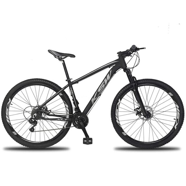 Bicicleta KSW 24V Aro 29 XLT Câmbios Shimano Freio a Disco MTB Aluminio - Preto+Cinza é boa?
