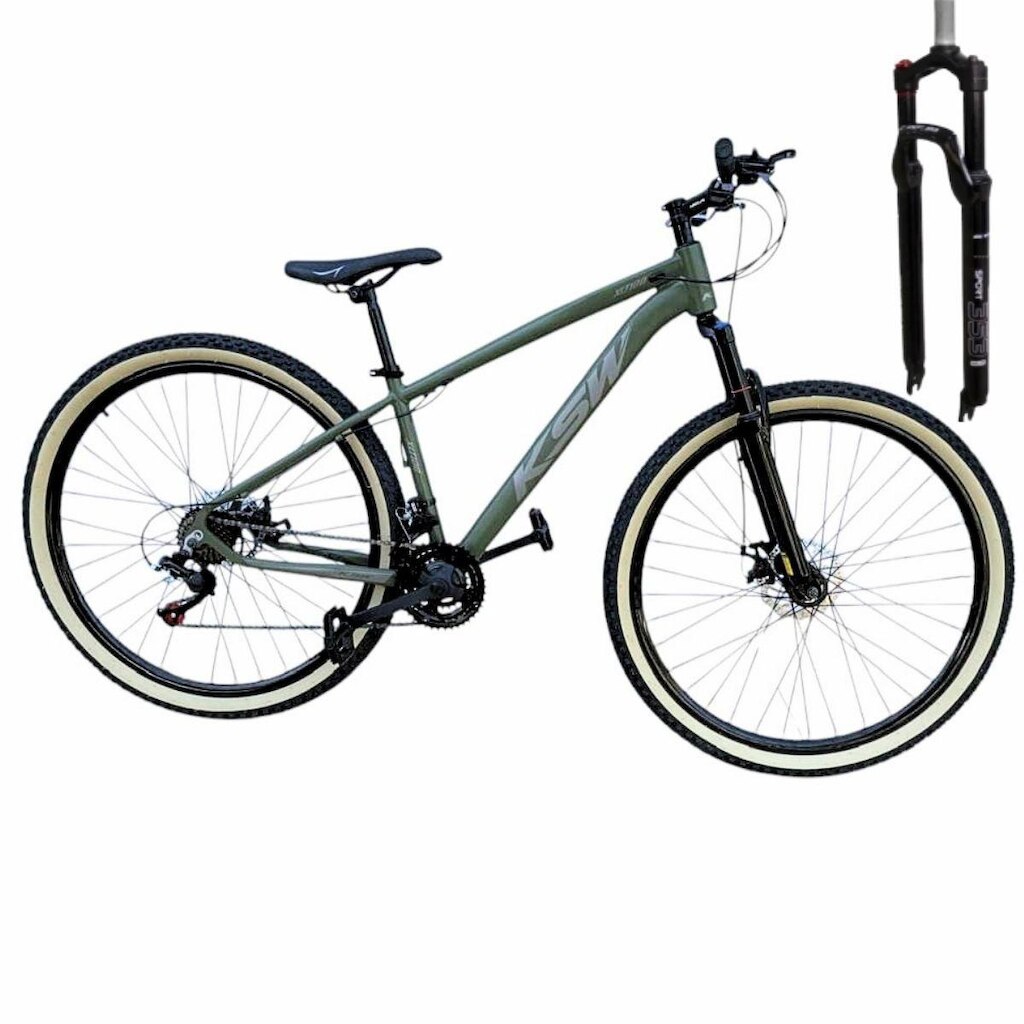 Bicicleta Ksw Aro 29 21v Garfo Trava Ombro Pneus Faixa Amarelo