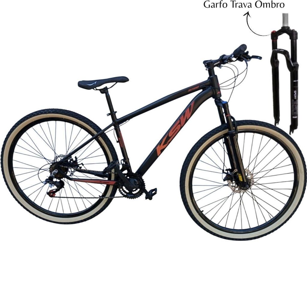 Bicicleta Ksw Aro 29 21v Trava Pneus Faixa Amarelo