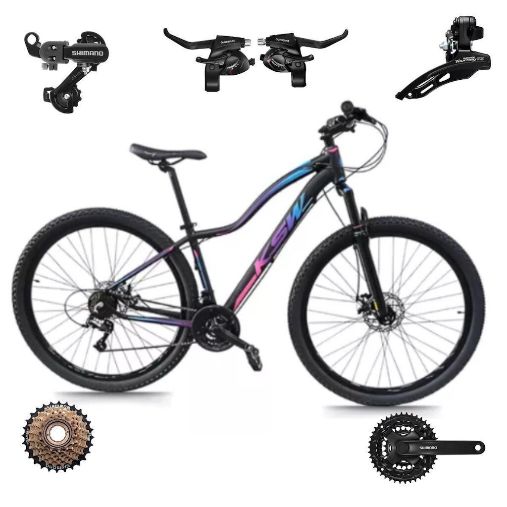 Bicicleta Ksw Mwza 29 Feminina 21 Marchas Index Mtb SHIMANO