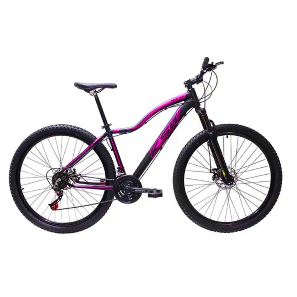 Bicicleta Ksw Mwza Aro 29 Feminina 24v Indexada Aluminio Suspensão 80mm Freio a Disco