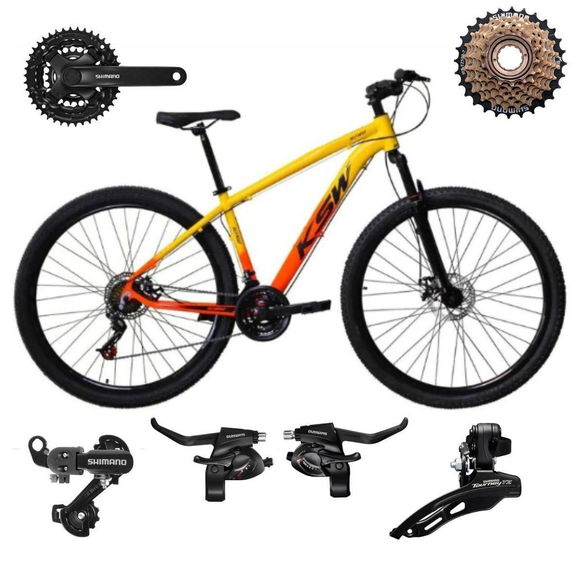Bicicleta Ksw Xlt Disc M Aro 29 Susp. Dianteira 21 Marchas - Amarelo/laranja