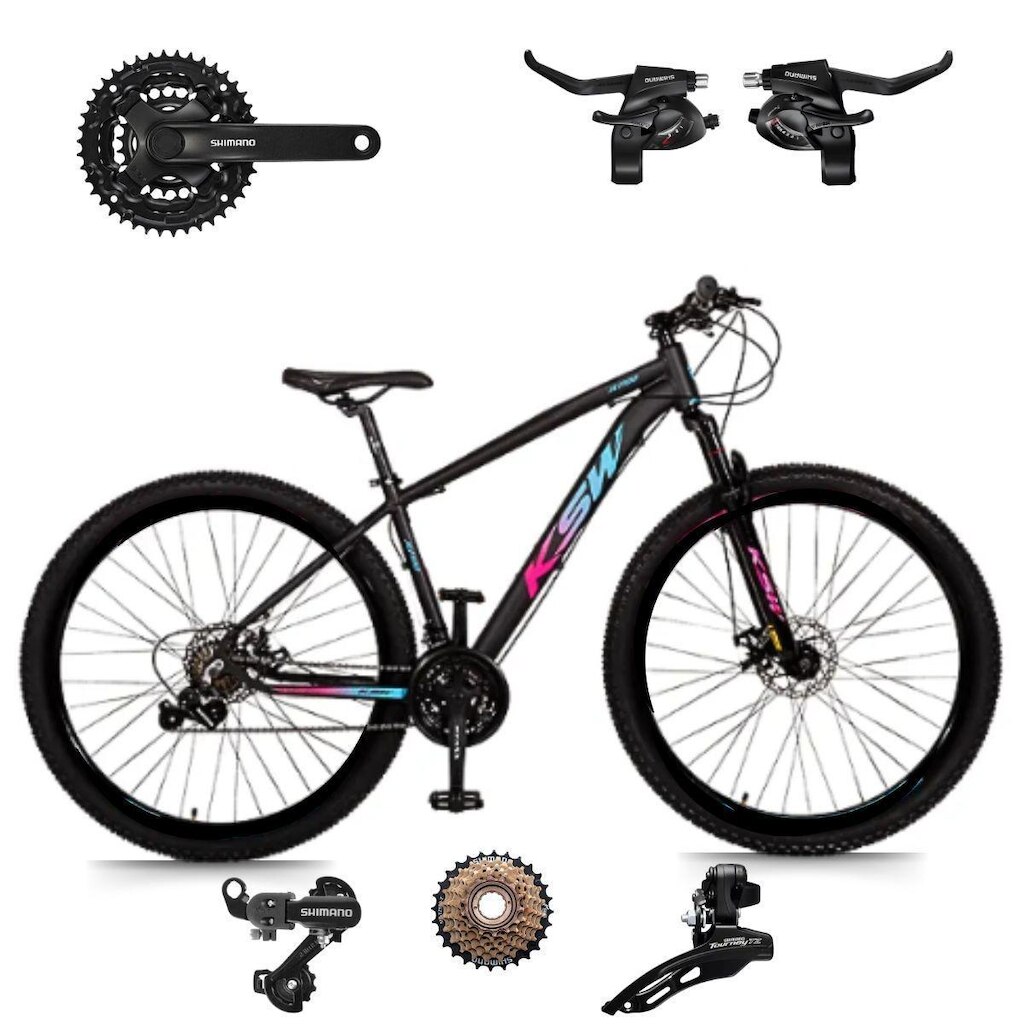 Bicicleta Ksw Xlt 29 21v Aluminio Leve Mtb Freio Disco Suspensão 80mm SHIMANO