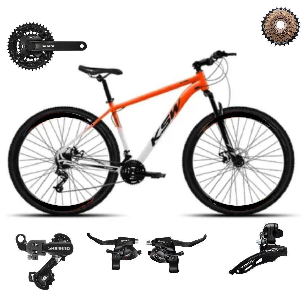 Bicicleta Ksw Xlt Disc M Aro 29 Susp. Dianteira 21 Marchas - Laranja/branco