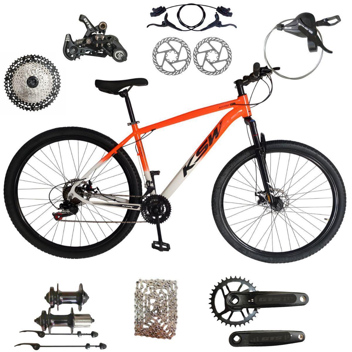 Bicicleta Ksw Xlt Disc H Bicolor Aro 29 Susp. Dianteira 12 Marchas - Branco/laranja