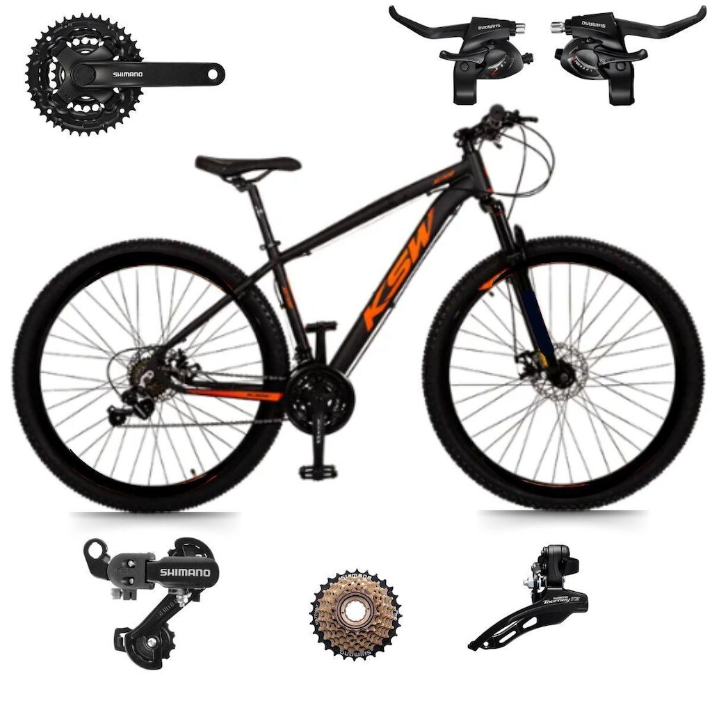 Bicicleta Ksw Xlt Aro 29 21v Aluminio Mtb SHIMANO Freio Disco Suspensão 80mm