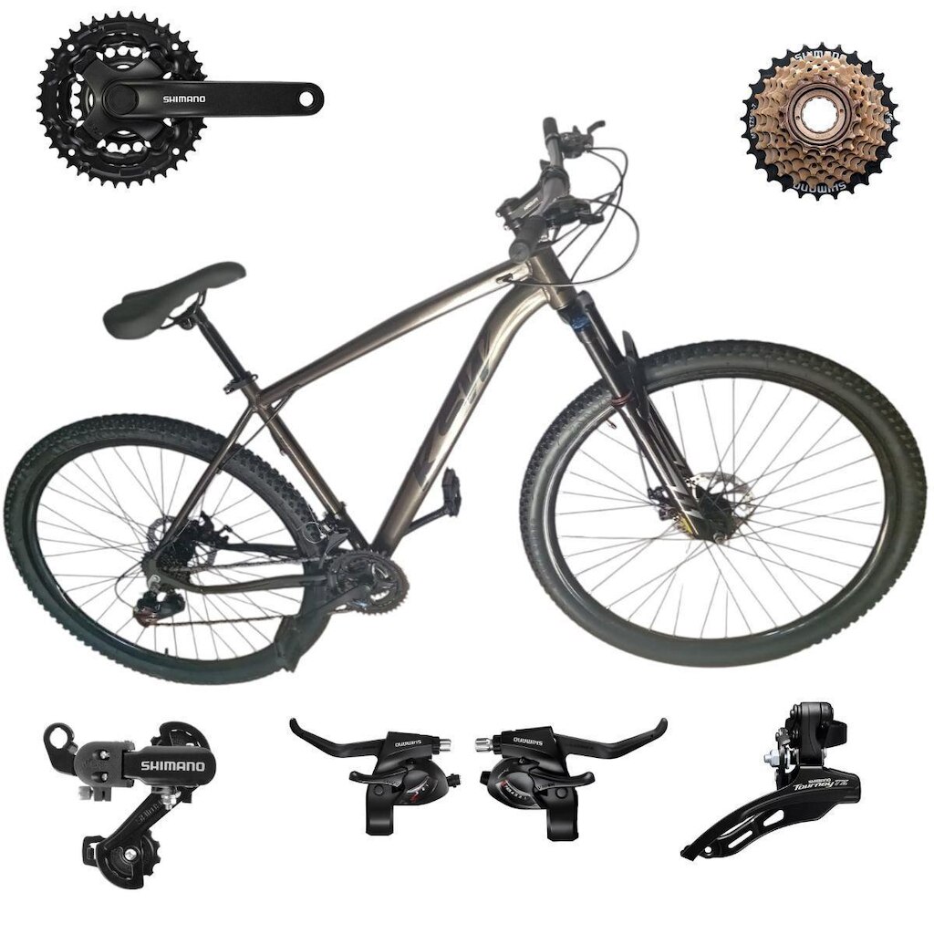 Bicicleta Ksw Xlt Aro 29 21v Aluminio Mtb SHIMANO Freio Disco Suspensão 80mm