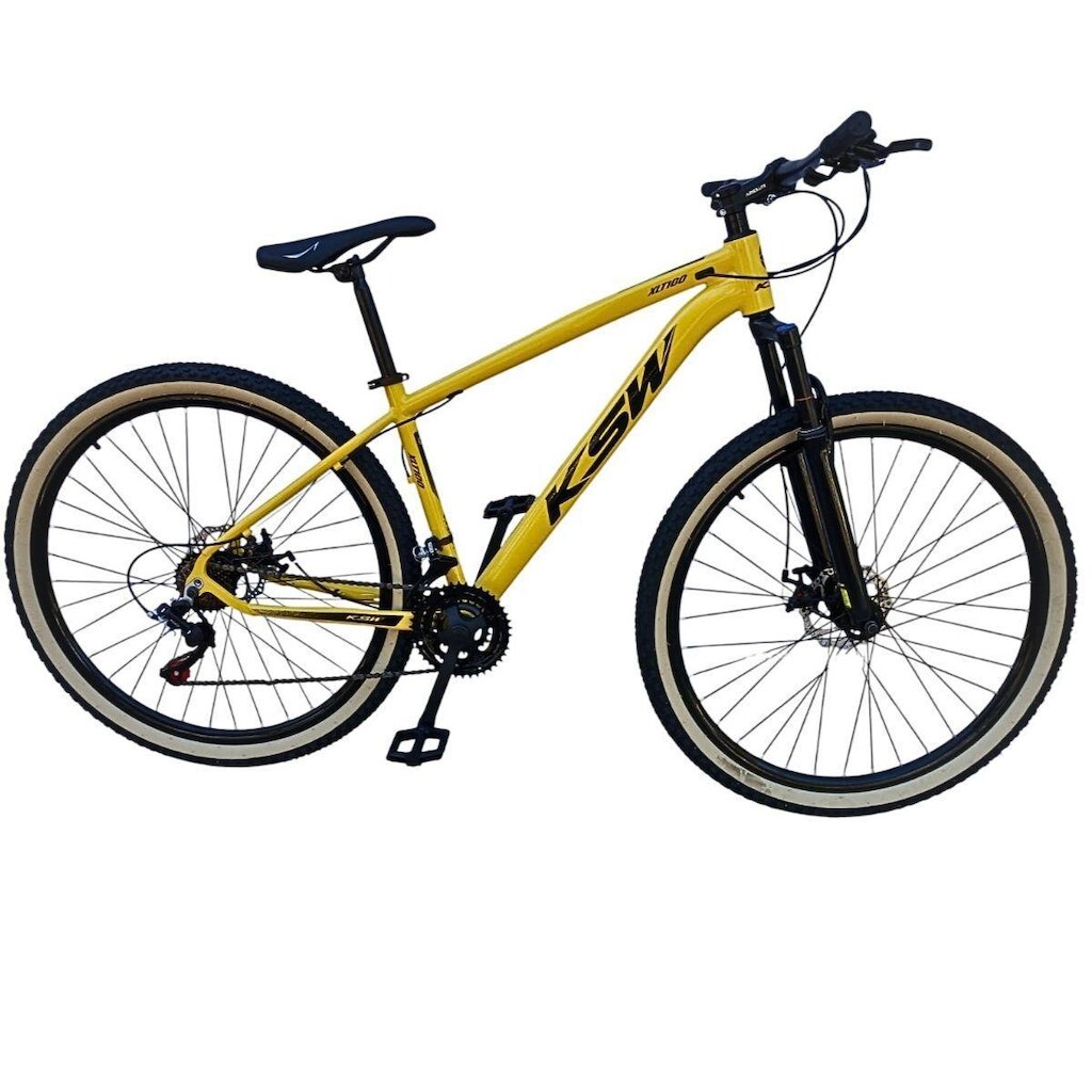 Bicicleta Ksw Xlt Aro 29 21v Freios Mecanicos Pneu Faixa Amarelo