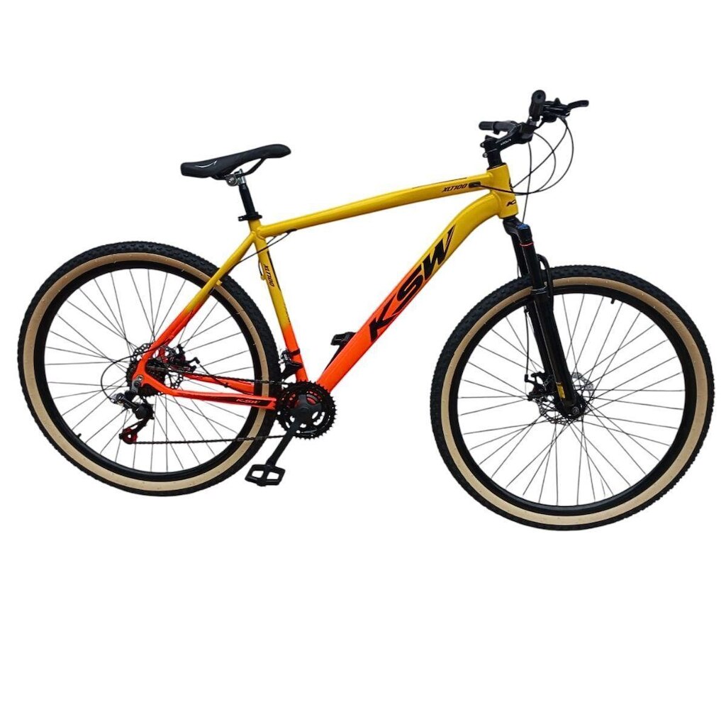 Bicicleta Ksw Xlt Aro 29 24v Freios Mecanicos Profissional Pneu Faixa Amarelo