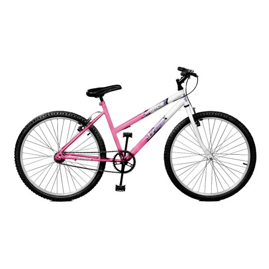 Bicicleta Master Bike Aro 26 Feline Freio V-Brake - Rosa+Branco