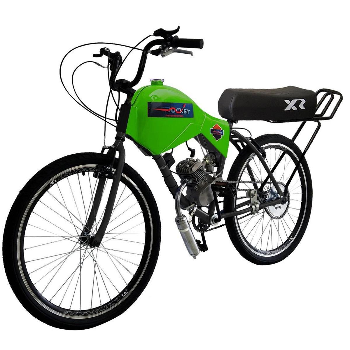 Bicicleta Motorizada 80cc Banco XR Rocket - Verde Menor preço em Bicicleta Motorizada 80cc Banco XR Rocket - Verde