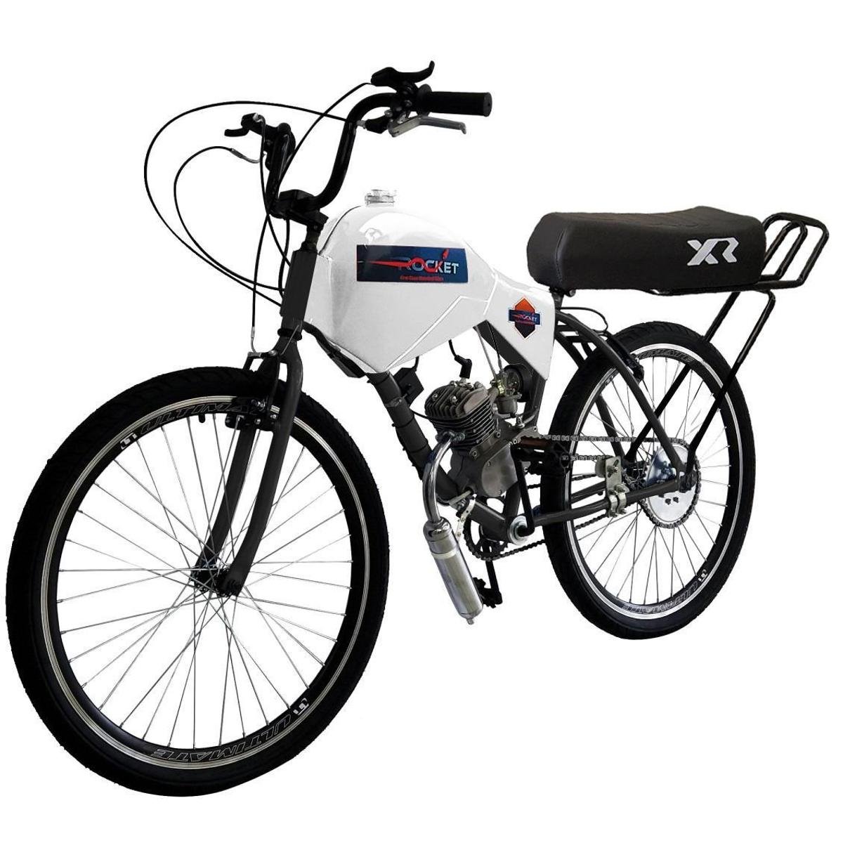 Bicicleta Motorizada 80cc com Banco XR Rocket - Azul - Branco | Netshoes