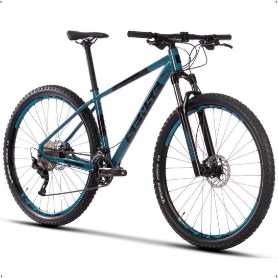 Bicicleta Mtb Aro 29 Sense Rock Evo 2023 Shimano Deore 2x10 Velocidades - Azul+Preto Menor preço em Bicicleta Mtb Aro 29 Sense Rock Evo 2023 Shimano Deore 2x10 Velocidades - Azul+Preto