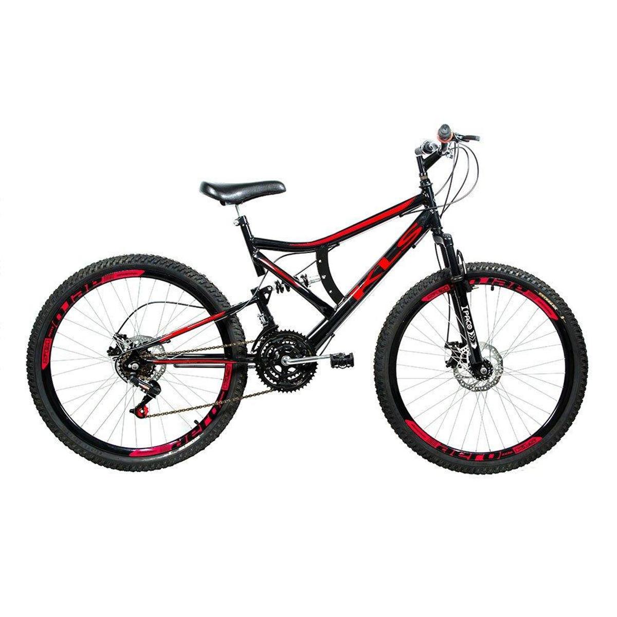 Bicicleta Kls Gold Aro 26 Full Suspensão 21 Marchas - Preto/vermelho