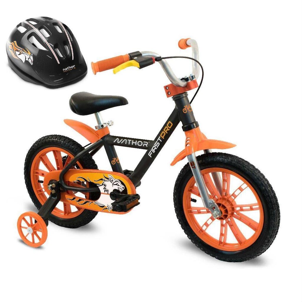 Bicicleta Nathor Infantil de Alumínio Aro 14 FirstPro Com Capacete Masculina