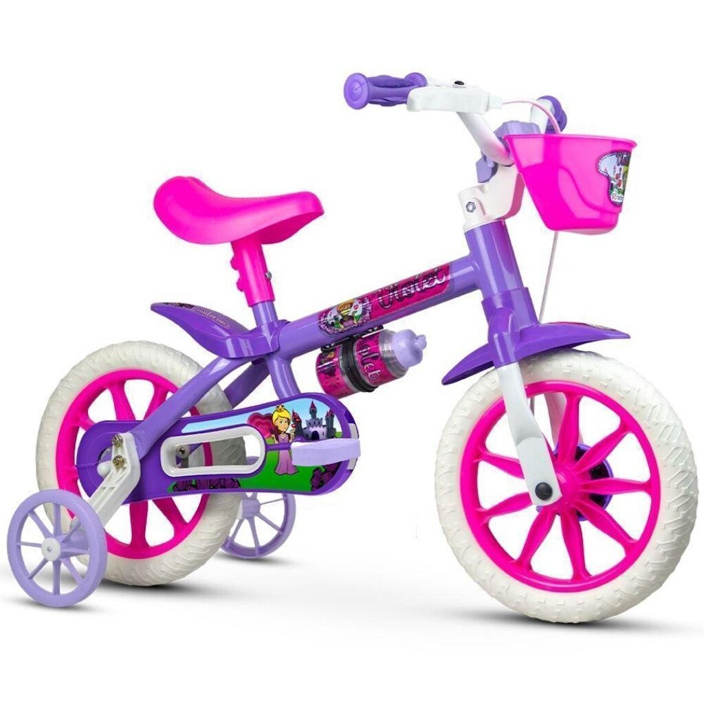 Bicicleta Nathor Violet Feminina Aro 12 Lilás/Rosa/Branco