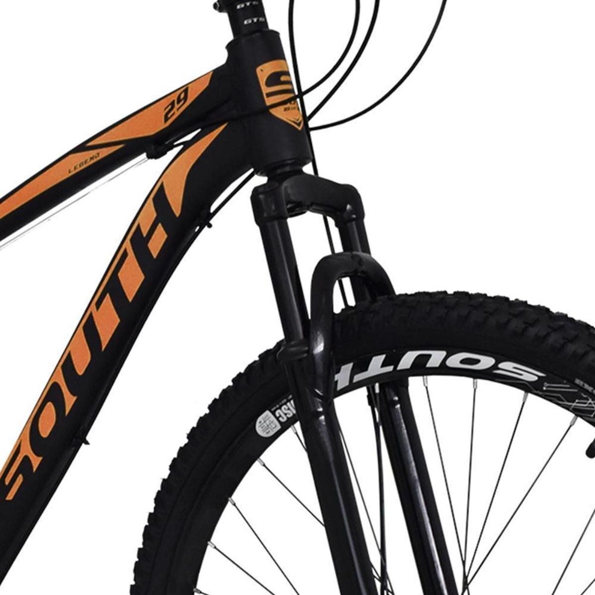 Bicicleta South Legend Aro 29 Alumínio Freios A Disco 24 Marchas Preto e Laranja Netshoes