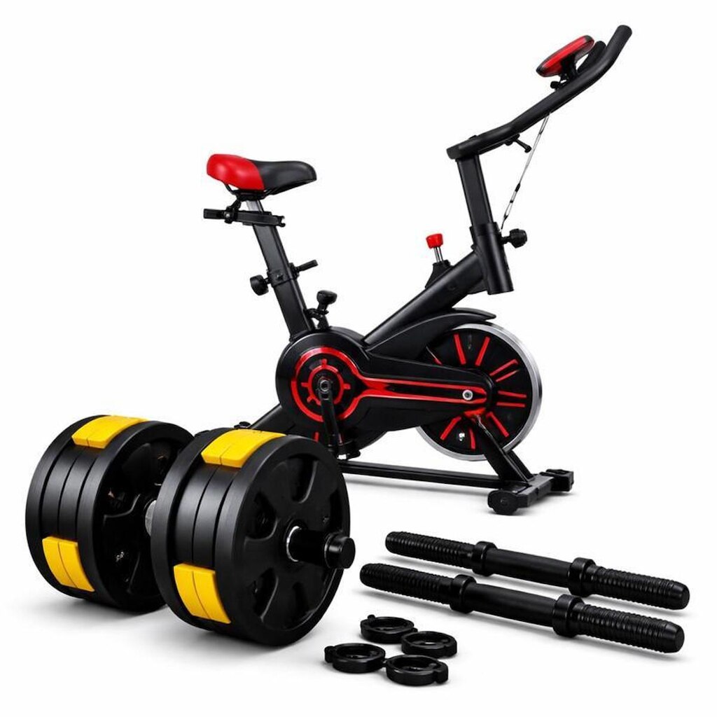 Bicicleta Spinning + Kit Halter Musculação 10kg