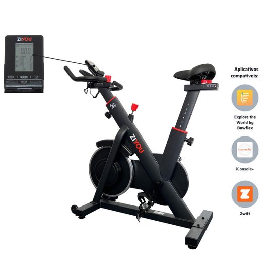 Bicicleta Spinning Magnética Bike Ziyou ZU250 Modelo 2023 Connect Bluetooth - Preto+Prata Menor preço em Bicicleta Spinning Magnética Bike Ziyou ZU250 Modelo 2023 Connect Bluetooth - Preto+Prata
