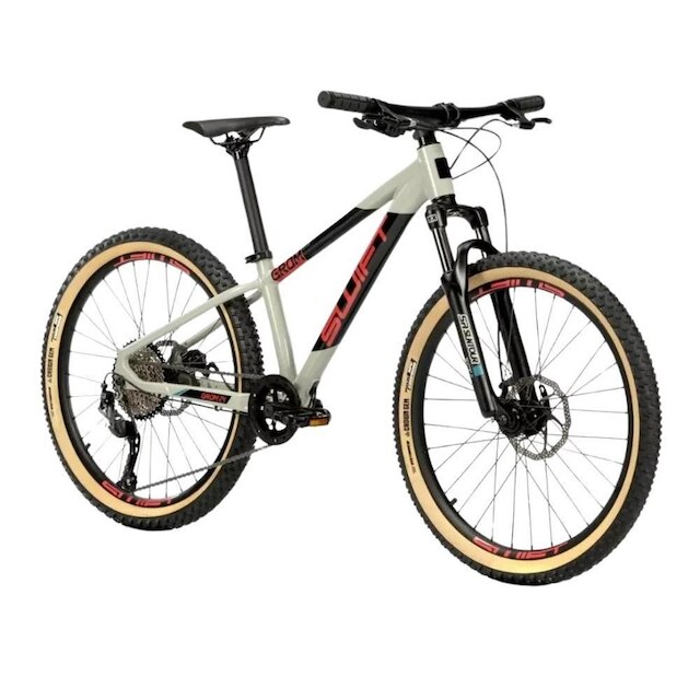 Bicicleta Swift Grom Evo Aro 24 Mtb 9V Tam Unico Cinza/Rosa