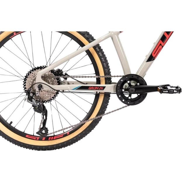 Bicicleta Swift Grom Evo Aro 24 Mtb 9V Tam Unico Cinza/Rosa
