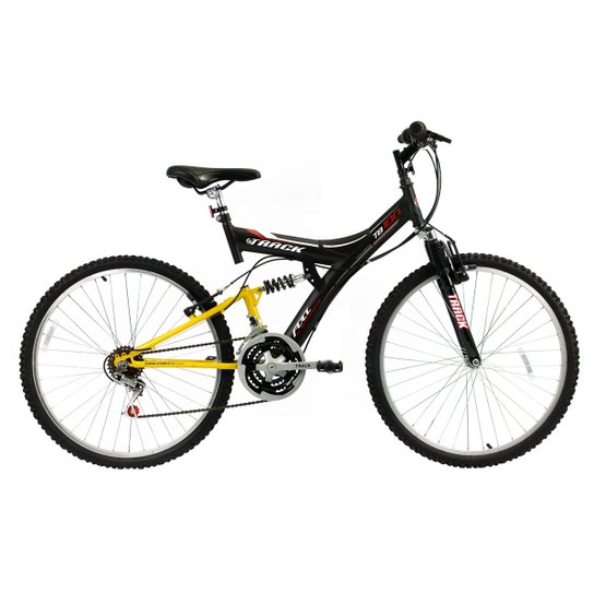 Bicicleta Track Bikes TB 100 Dupla Suspensão 18 V - Aro 26 - Preto+Amarelo é ruim? Bicicleta Track Bikes TB 100 Dupla Suspensão 18 V - Aro 26 - Preto+Amarelo é boa?