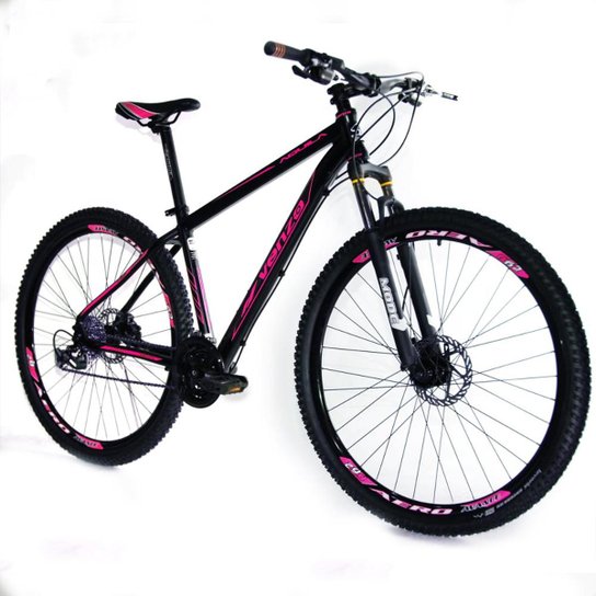 Bicicleta Venzo Aro 29 27V Camb Acera Susp com Trava Freio Hidráulico - Preto+Rosa Menor preço em Bicicleta Venzo Aro 29 27V Camb Acera Susp com Trava Freio Hidráulico - Preto+Rosa
