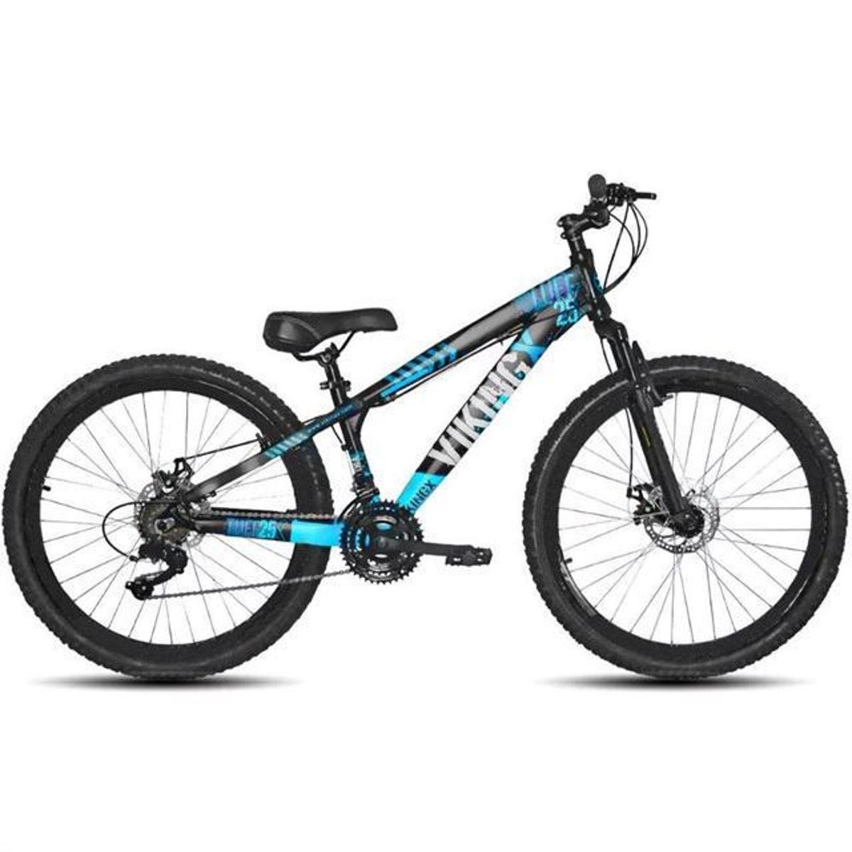 Bicicleta Viking X Tuff 25/30 Aro 26 Gtb Freio a Disco Cambios Import 21Veloc Preto Azul Vikingx Menor preço em Bicicleta Viking X Tuff 25/30 Aro 26 Gtb Freio a Disco Cambios Import 21Veloc Preto Azul Vikingx