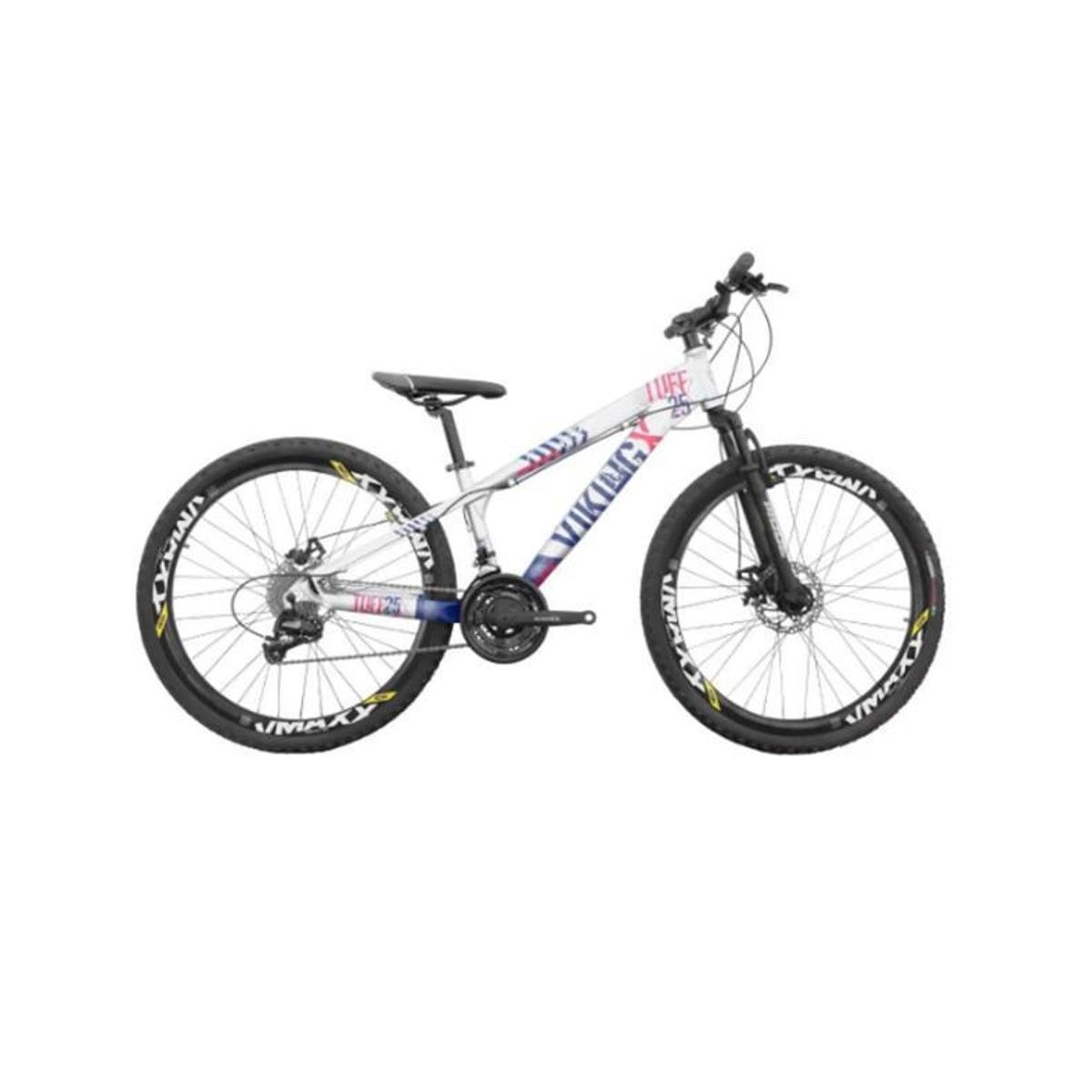 Bicicleta Viking X Tuff25 Aro 26 Vmaxx Freio Disco Cambios Shimano 21 Veloc Prata Azul Menor preço em Bicicleta Viking X Tuff25 Aro 26 Vmaxx Freio Disco Cambios Shimano 21 Veloc Prata Azul