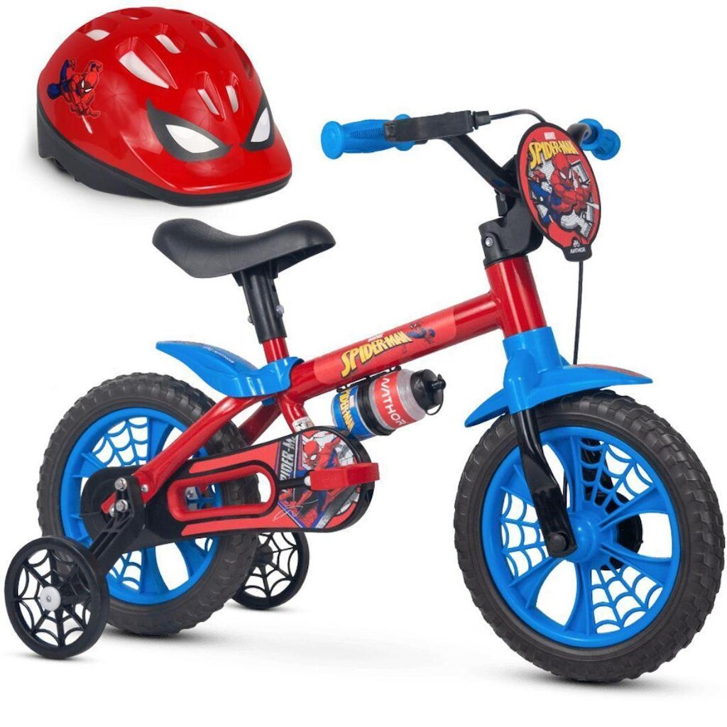 Bicicletinha para Masculino Spider Man Aro 12 com Capacete