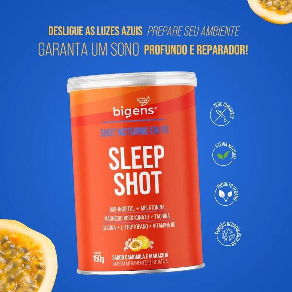 BIGENS SLEEP SHOT MELATONINA CAMOMILA E MARACUJÁ 150G