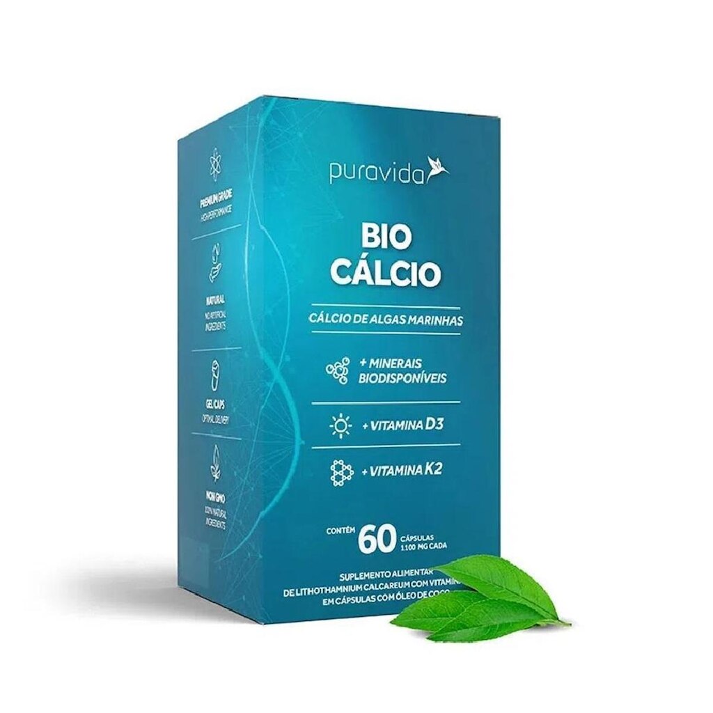 Bio Cálcio de Algas Marinhas Puravida 60 cáps
