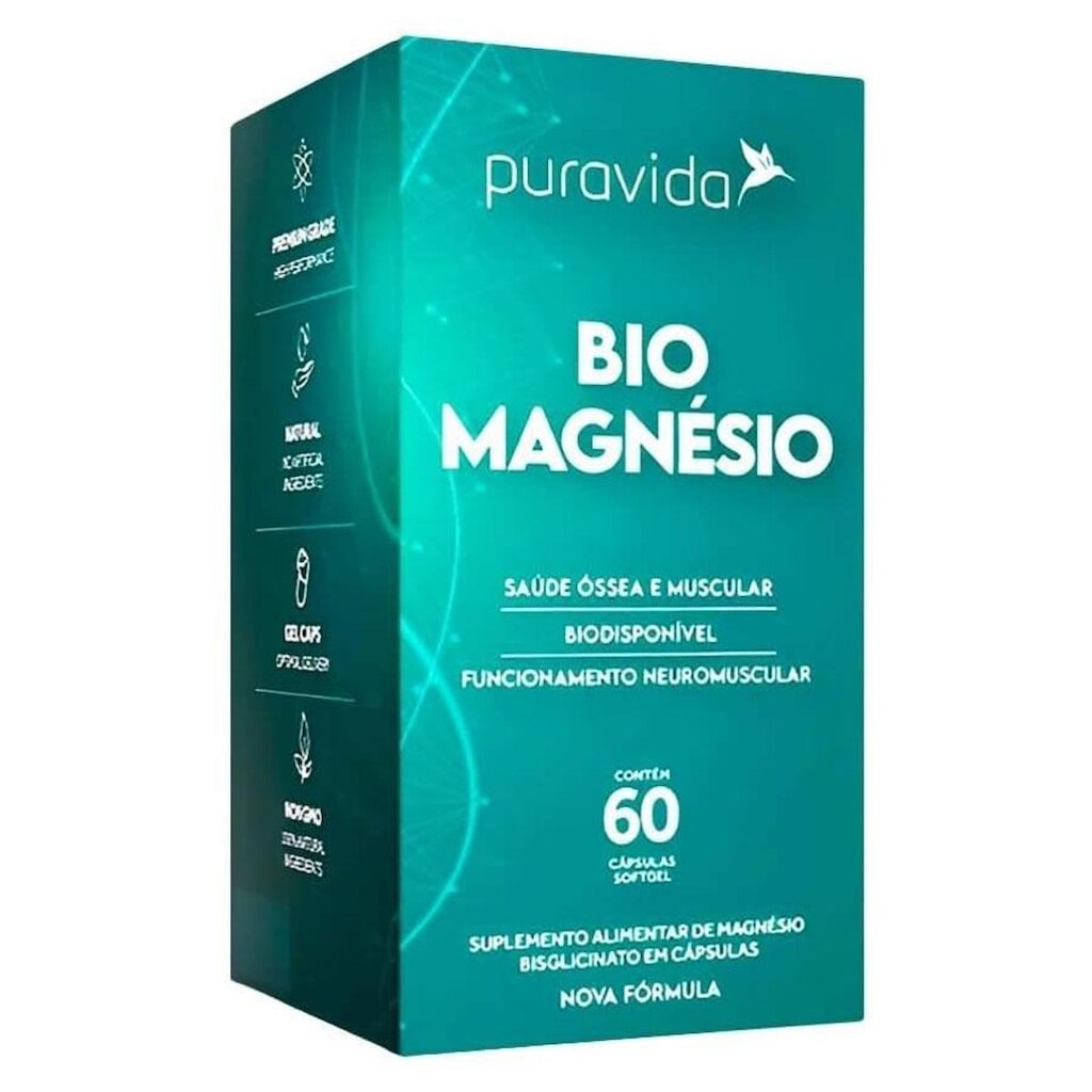 Bio Magnésio 60 Cápsulas Ossos e Dentes Puravida