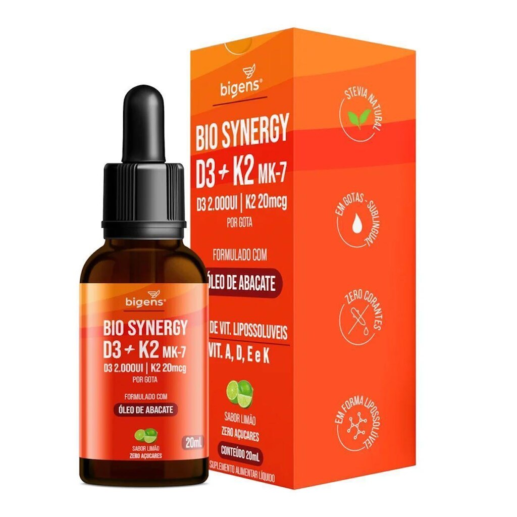 Bio Synergy D3+k2 Gotas - 20ml Limão - Bigens