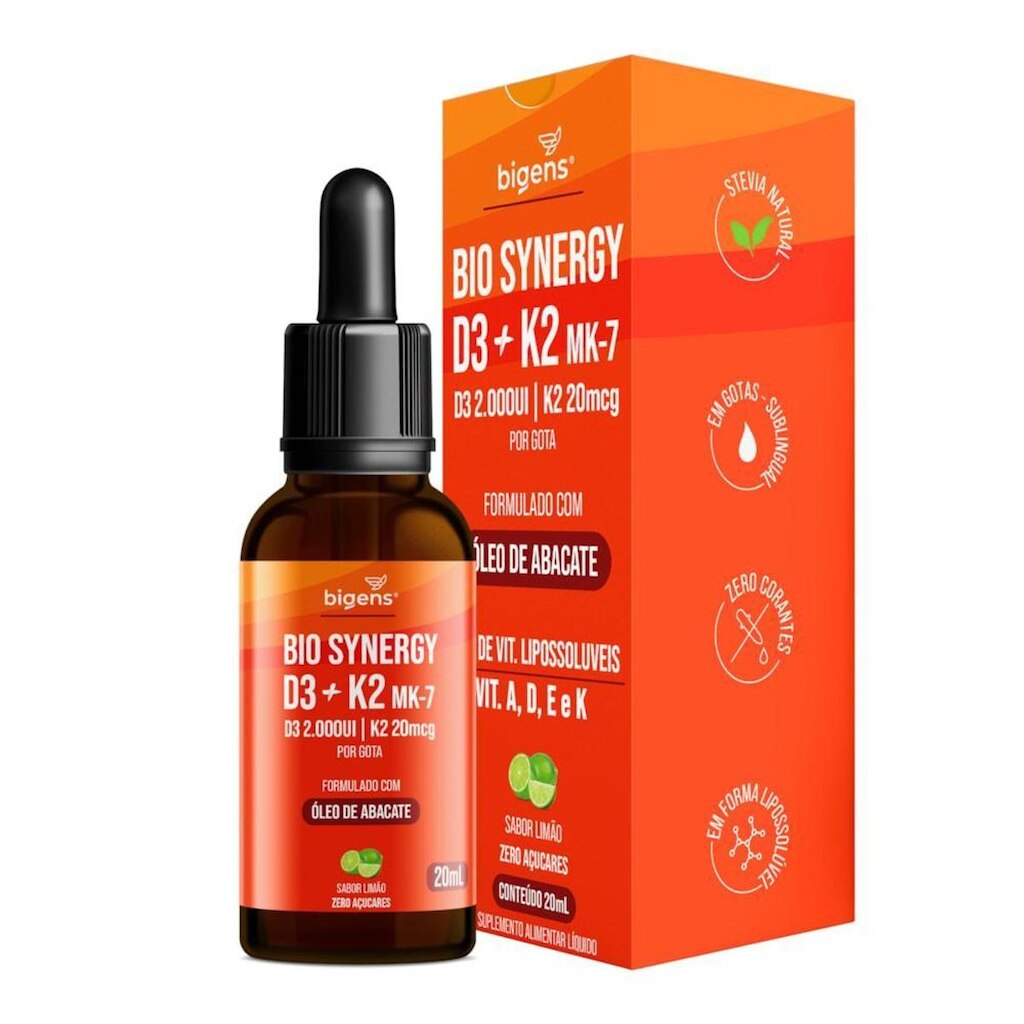 Bio Synergy Imunidade D3 2000ui + K2 Mk7 20mcg + Vitamina A, E 20ml - Bigens